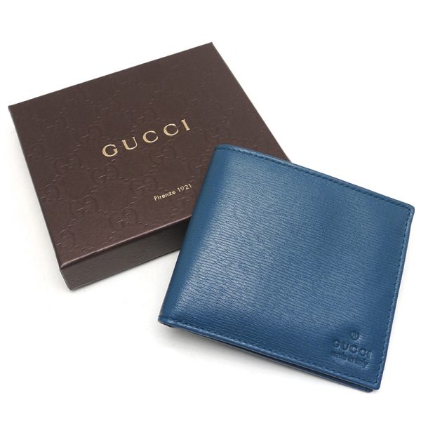 5sh0670 1 GUCCI bi fold bill holder Gentleman Blue