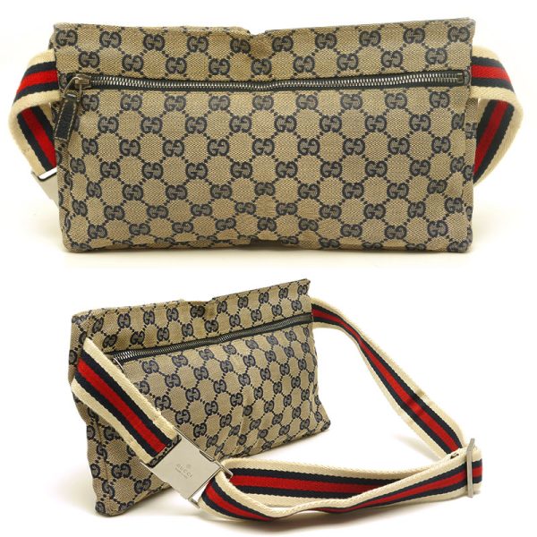 5sh1071 2 GUCCI Waist Bag GG Canvas Waist Pouch Body Bag