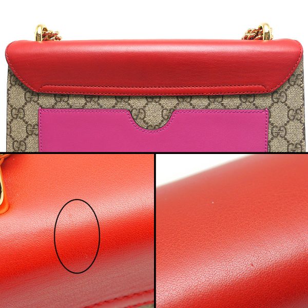 5sh1150 5 GUCCI Padlock Chain Shoulder Bag GG Supreme x Leather Red