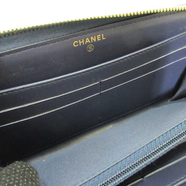 6 cha220731 1ta 07 Chanel Deauville Long Wallet Round Zipper Blue