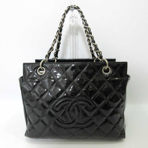 6 cha230209 1ta Chanel Matelasse Chain Tote Bag Black Silver Metal