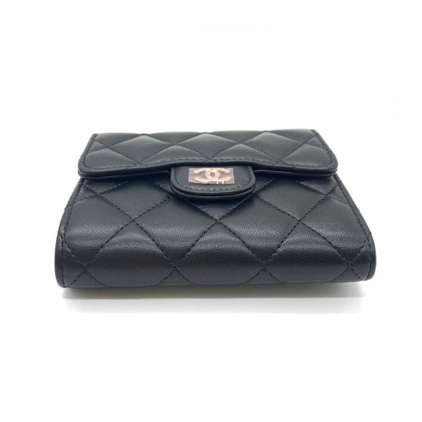 6 cha231202 1ta 02 Chanel Matelasse Classic Small Flap Wallet Black