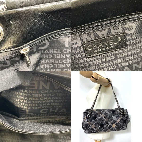 6 cha240122 3ta 06 Chanel Chain Semi Shoulder Bag Horizontal Black