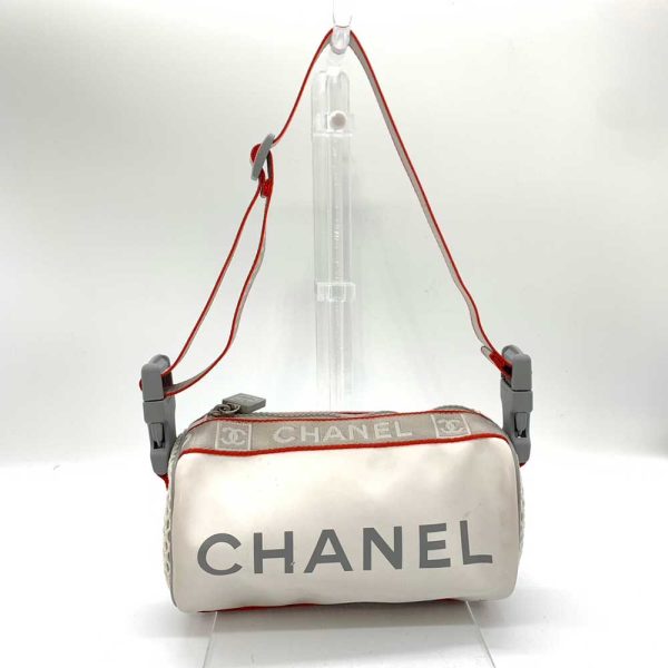 6 cha240127 1ta Chanel Sports Mini Drum White Gray Red Shoulder