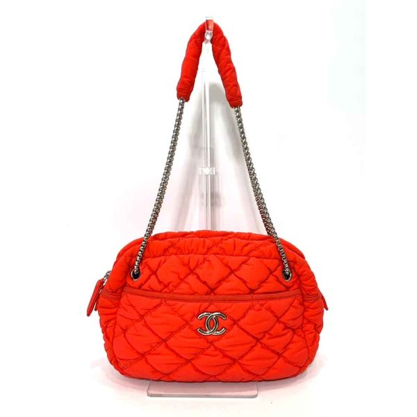 6 cha240216 2ta Chanel Bubble Quilt Chain Shoulder Bag Orange