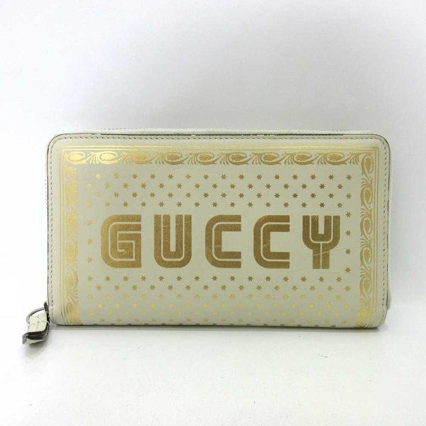 6 gu221227 1ta Gucci Sega Long Wallet Round Zipper White