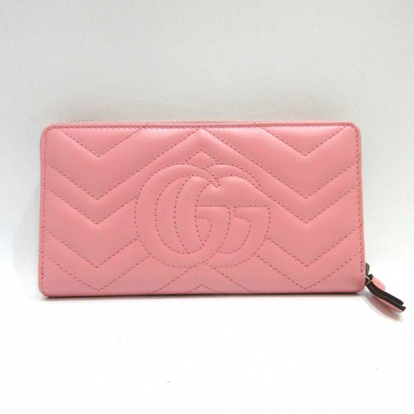 6 gu230212 8ta 01 Gucci GG Marmont Long Wallet Round Zipper Pink