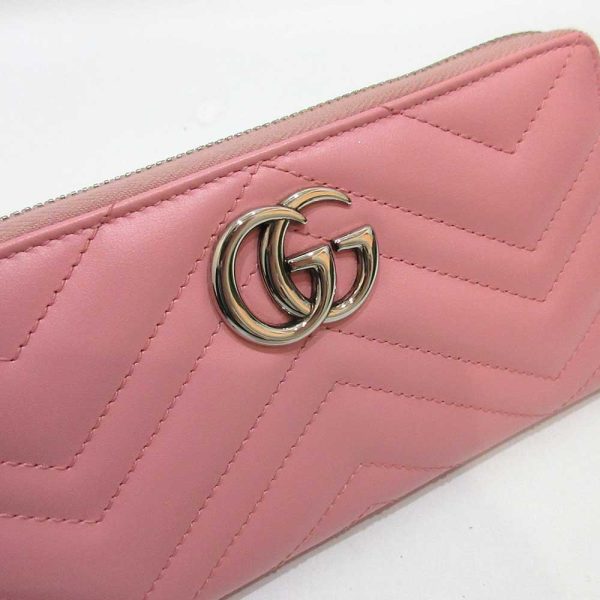 6 gu230212 8ta 02 Gucci GG Marmont Long Wallet Round Zipper Pink