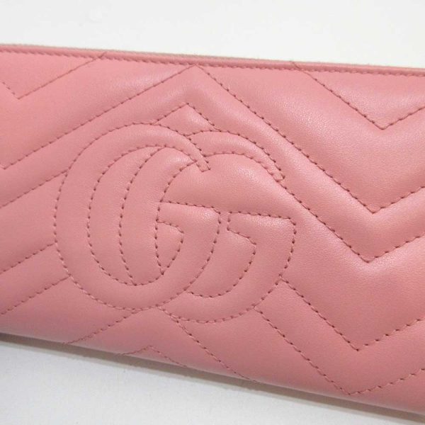 6 gu230212 8ta 05 Gucci GG Marmont Long Wallet Round Zipper Pink