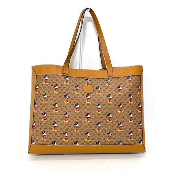 6 gu240322 1ta Gucci Tote Multicolor Mickey Print Shoulder Brown