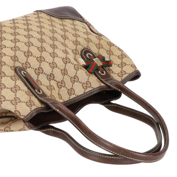 60109 3 Gucci GG Canvas Princey Ribbon Tote Bag