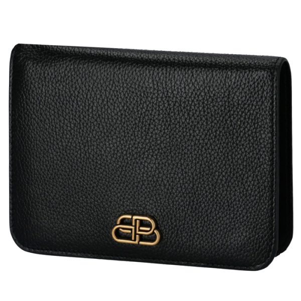 6014641iz7m1000 Balenciaga Bifold BB Medium Wallet Black