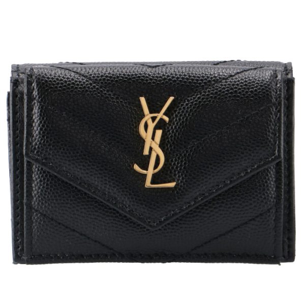 602791bowa11000 1 Saint Laurent Paris Wallet Trifold Mini Quilted Monogram Black