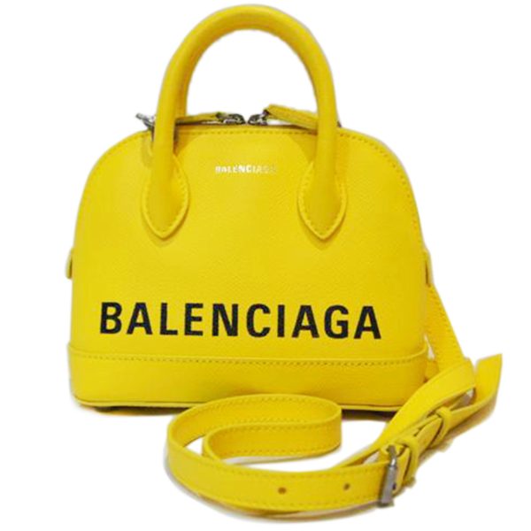 60291 1 Balenciaga Ville Leather Solid Top Handle Bag Yellow