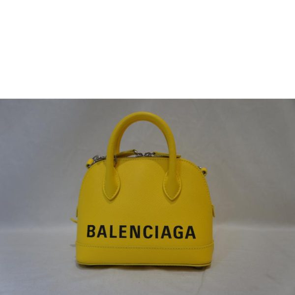 60291 2 Balenciaga Ville Leather Solid Top Handle Bag Yellow