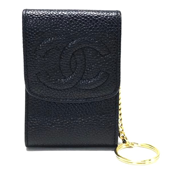 60407 1 Chanel Caviar Skin Cigarette Case Black