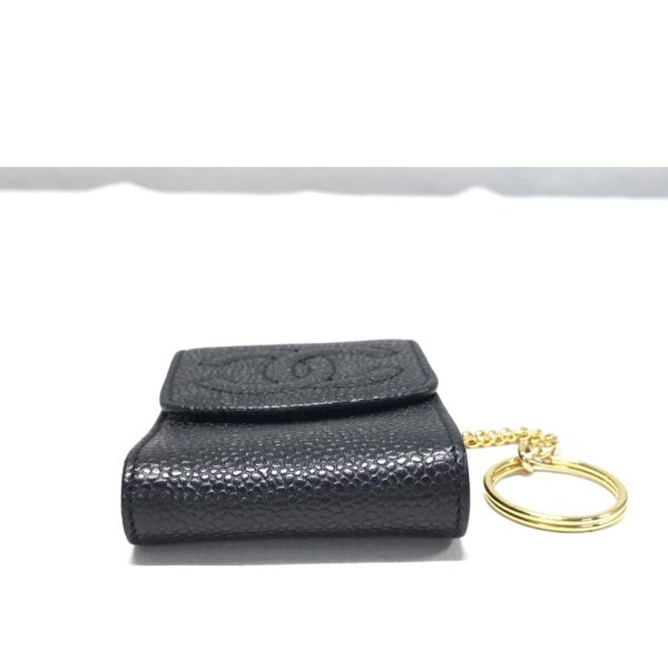 60407 3 Chanel Caviar Skin Cigarette Case Black