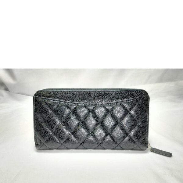 60428 2 Chanel Matelasse Caviar Round Zipper Black