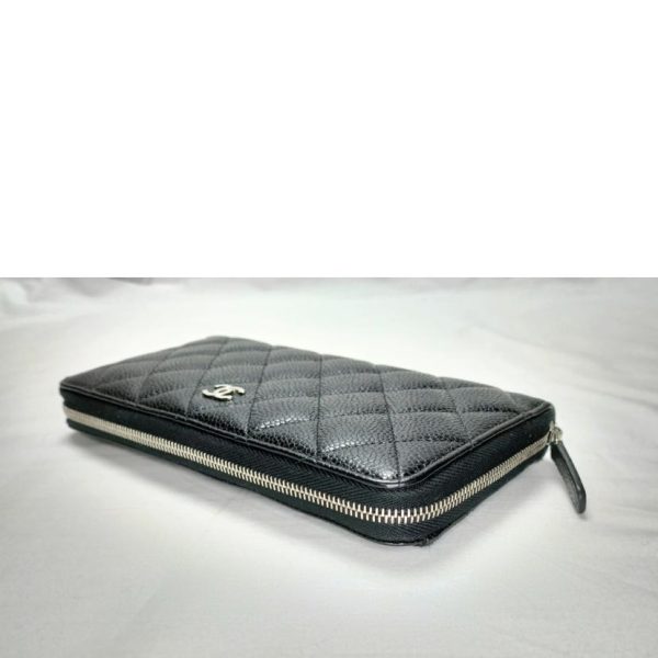 60428 3 Chanel Matelasse Caviar Skin Wallet Black