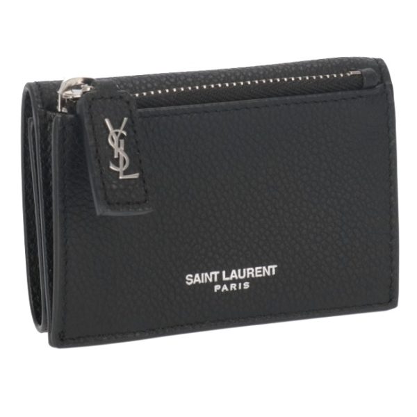 607925b680n1000 Saint Laurent Paris Wallet Trifold Mini Rive Gauche Tiny Zip Black