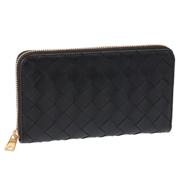 608053 vcpp2 8425 BOTTEGA VENETA Intrecciato Lamb Leather Wallet Black