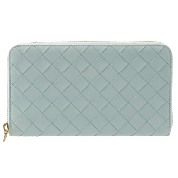 608053vcpp23902 1 Bottega Veneta Intrecciato Round Zip Wallet Light Blue