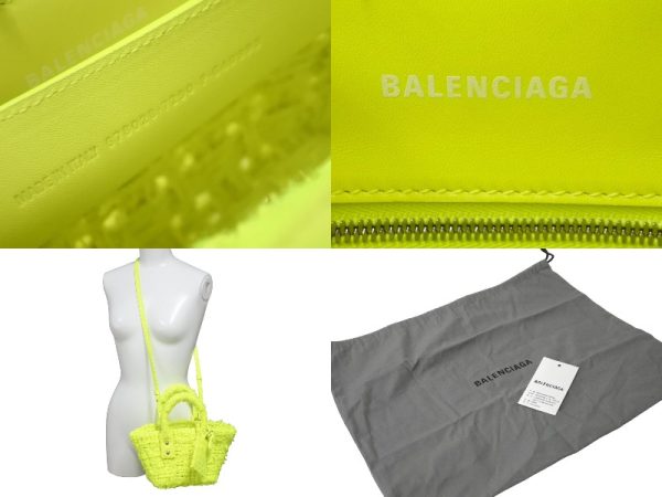 60835 d10 Balenciaga Bistro Basket Bag Tweed Yellow