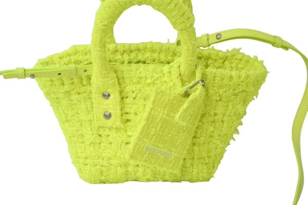 60835 d3 Balenciaga Bistro Basket Bag Tweed Yellow