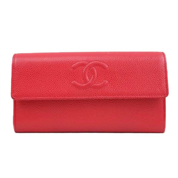 60867 1 CHANEL Caviar Skin Long Wallet Black