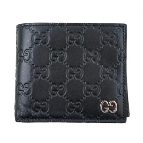 61062 1 Gucci Guccisima Leather Compact Wallet Black