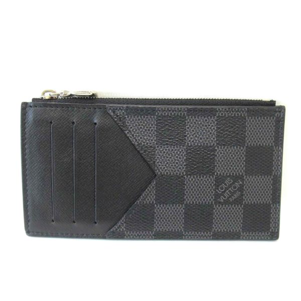 61063 2 Louis Vuitton Coin Card Case Damier Graphite Wallet Black