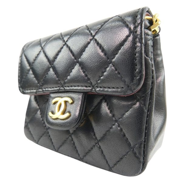 61140249 2 CHANEL Chain Pochette Waist Bag Micro Matelasse Lambskin Black