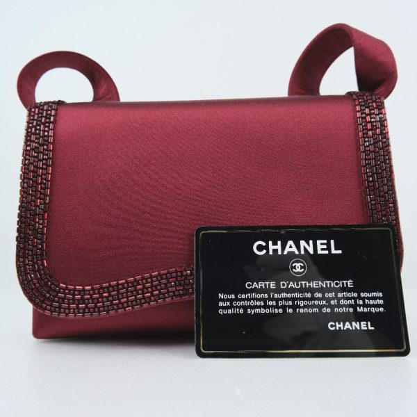 61150208 13 CHANEL Party Bag Shoulder Bag CocoMark x Rhinestone Bordeaux