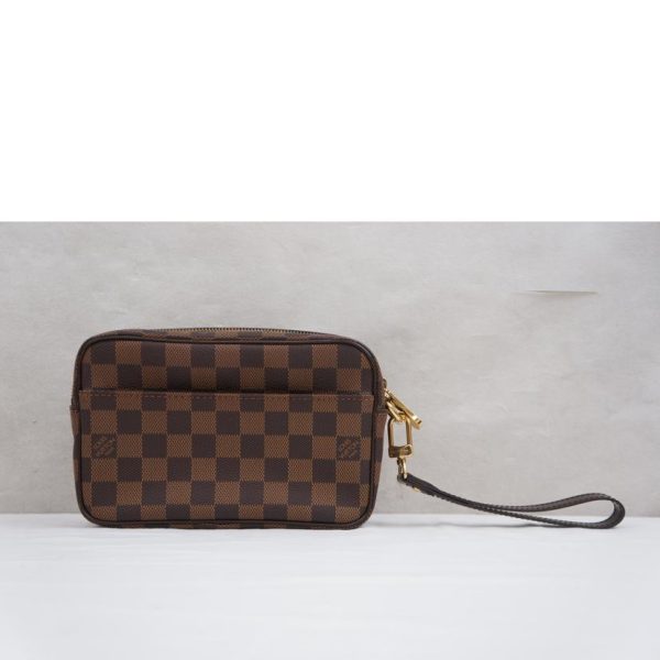 61154 2 Louis Vuitton Pochette Bier Macau Bag Damier Ebene