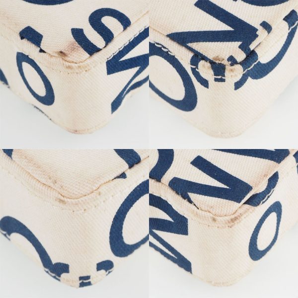 61170416 4 CHANEL Chain Pouch Canvas White Blue