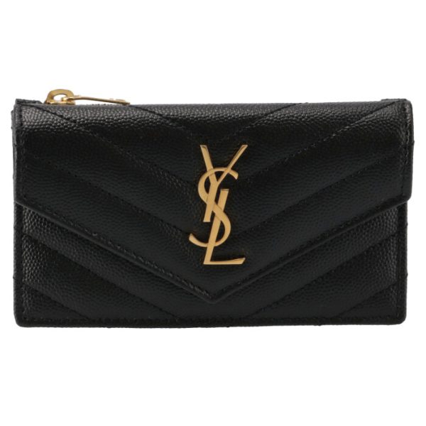 612808bow011000 1 Saint Laurent Paris Wallet Card Case Zip Mini Wallet Black