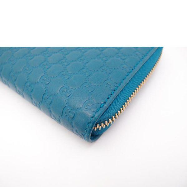 61327 8 Gucci Micro Shima Round Zipper Long Wallet Blue