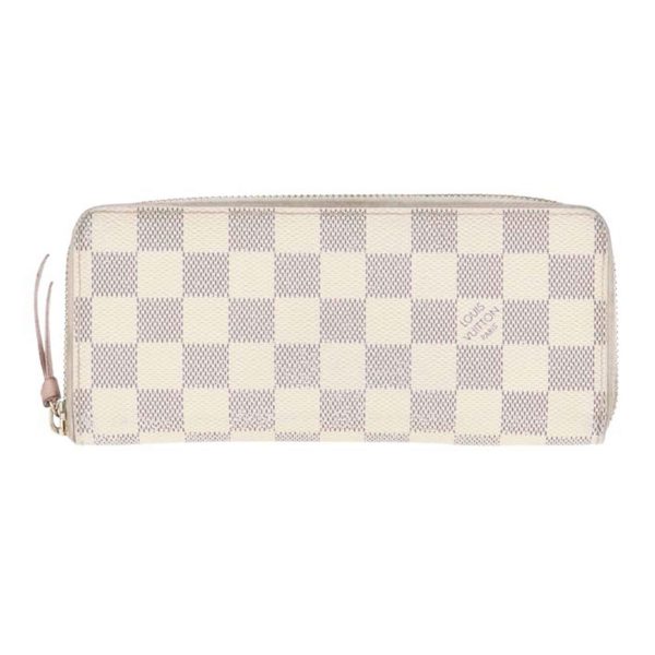 61374 1 Louis Vuitton Portefeuil Clemence Damier Wallet Azur White