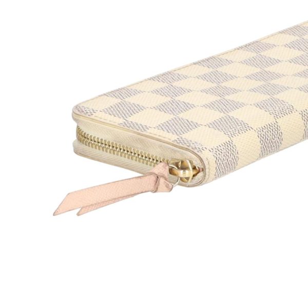 61374 2 Louis Vuitton Portefeuil Clemence Damier Wallet Azur White