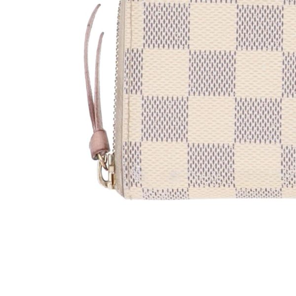 61374 5 Louis Vuitton Portefeuil Clemence Damier Wallet Azur White