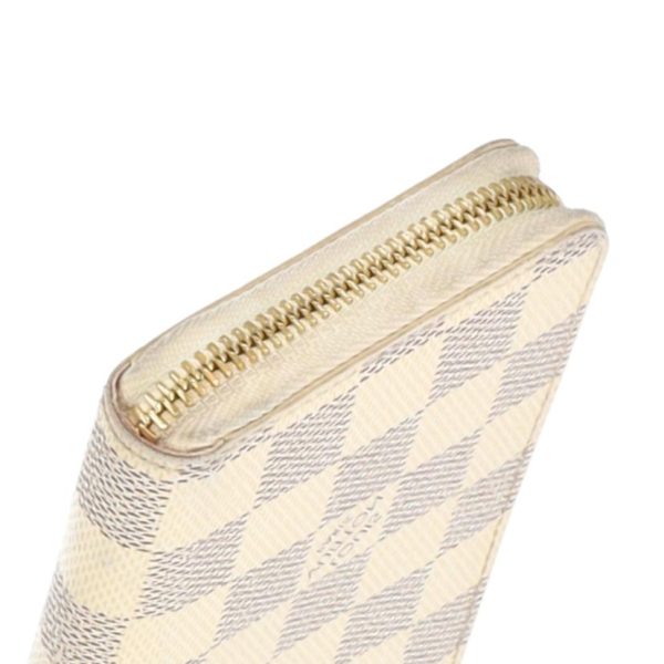 61374 6 Louis Vuitton Portefeuil Clemence Damier Wallet Azur White