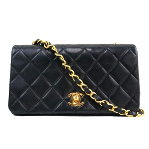 61499 1 Chanel Chain Shoulder Leather Navy Shoulder Bag