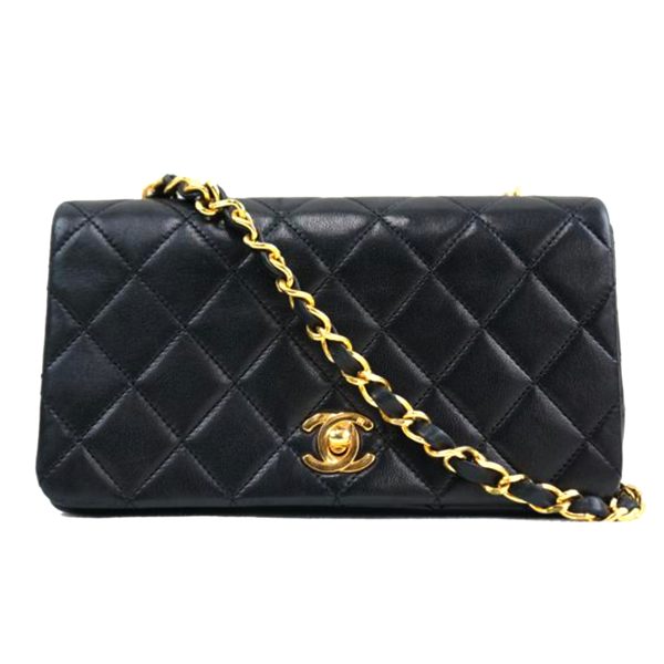 61499 1 CHANEL Mini Matelasse Chain Shoulder Bag Black