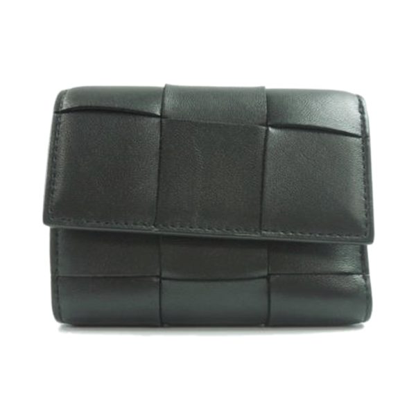 61653 1 Bottega Veneta Maxi Intrecciato Small Wallet Black