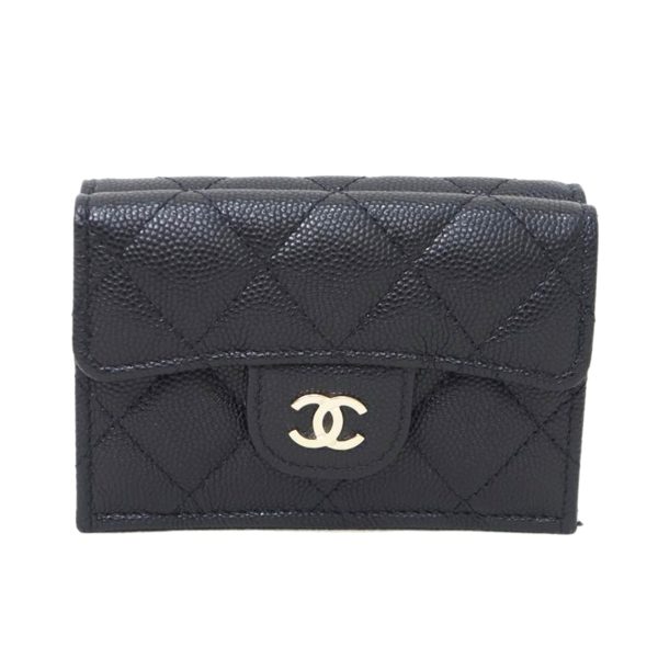 61822 1 Chanel Small Wallet Grained Black