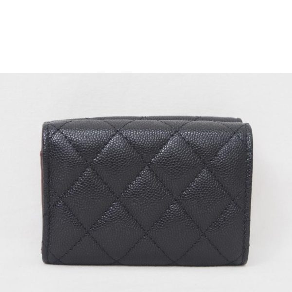 61822 2 Chanel Small Wallet Grained Black