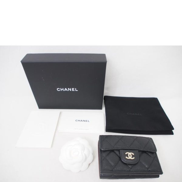 61822 9 Chanel Small Wallet Grained Black