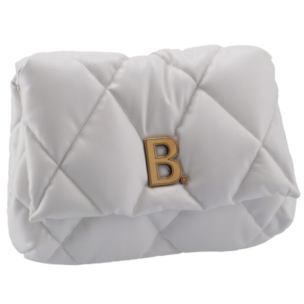 6194501wn4m9016 Balenciaga Touch Puffy Quilted Clutch Bag White