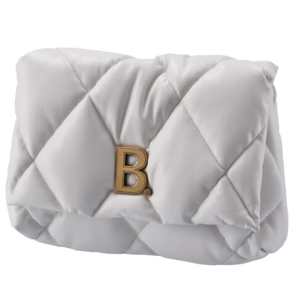 6194501wn4m9016 1 Balenciaga Touch Puffy Quilted Clutch Bag White