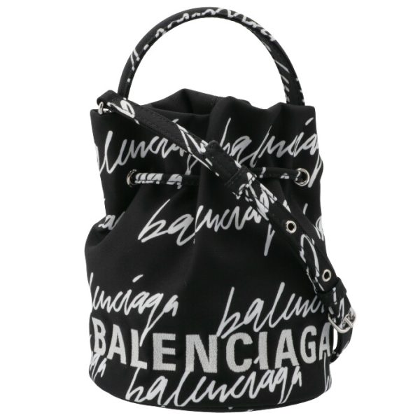 6194589miqn1090 Balenciaga Wheel XS Drawstring Bucket Bag Black